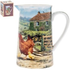 Cockerel and Hen with Chicks Design Jug