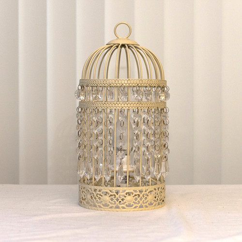 Cream birdcage crystal - crystal, table