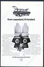 1972 VW Volkswagen Squareback car photo Even Unpacked It's Loaded vtg print ad