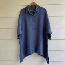 LA Bass Blue Linen Oversized