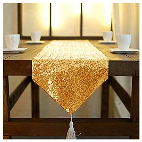 Gold sequin table runner - gold,