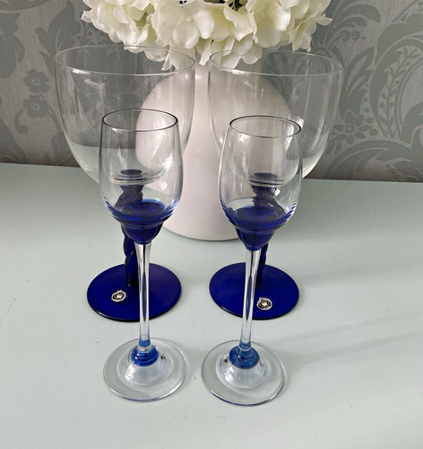 Vintage clear blue decorated - clear, &