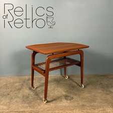 Danish Teak Rattan Side Table/Drink Trolley Arne Hovmand-Olsen Mogens Kold