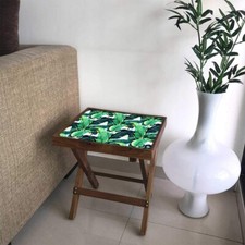 Wood Banana Leaf Folding Side Bedside Coffee Outdoor Table Furniture Decor