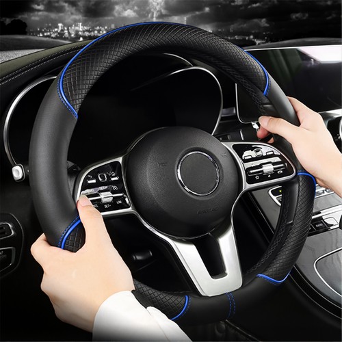 Leather black car steering - black,