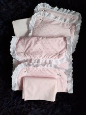 De Luxe Pink Broderie Anglais Bedding set for Silver Cross Twin Dolls Pram