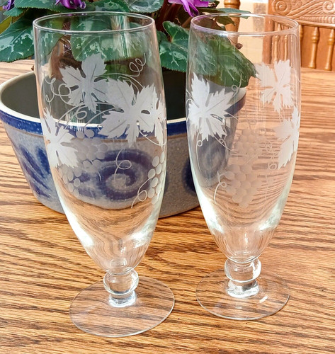 Vintage etched glass - vintage, champagne