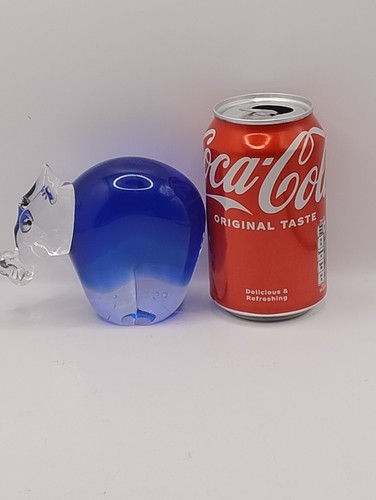 Blue art glass hippopotamus - glass,