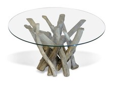 Root Driftwood Coffee Table With 90cm Round Glass