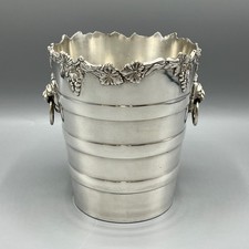 Vintage Silver Plated Ice Bucket / Small Wine Cooler Lion Handles Viners Antique