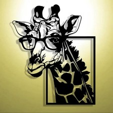 Giraffe Metal Wall Art Minimalist Glasses Abstract Animal Decor Home Office Gift