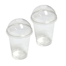 Disposable Smoothie Cups with Domed Lids Reusable Slush Drink 8/12/16/20oz