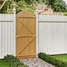 90CM Width Garden Side Gate Pine Arched Top Wood Treated Timber Gates 4 x height