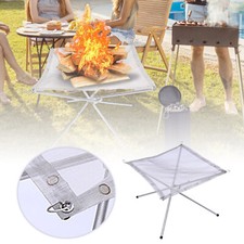 Portable Camping Fire Pit Stainless Steel Mesh Fire Pit Collapsible BBQ Grill 