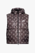 MONCLER Alcarab Logo Print Hooded Down Vest - Dark Gray / I10911A00168M3001F9