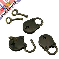 3 * Old Vintage Antique Style Mini Padlocks Key Lock Bronze Retro Jewelry Lock F
