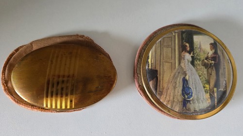 Two old powder compacts - old,