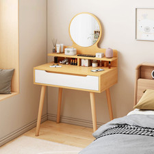 60cm Dressing Table w/ Drawer Mirror Makeup Desk Vanity Table Bedroom Storage UK
