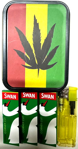 Tobacco tin 2oz metal rasta - 2oz,