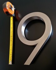 10"  or 12" floating 3D house numbers in brushed stainless steel