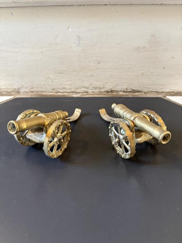 Vintage pair brass cannons - of,