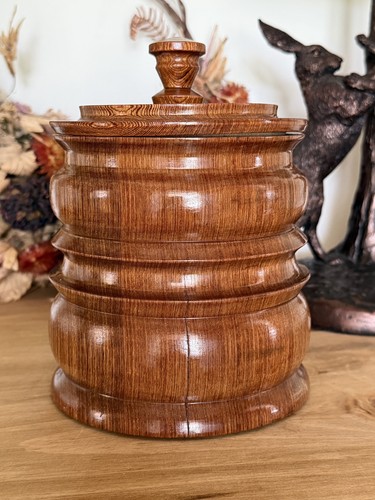 Vintage turned wood lidded - vintage,