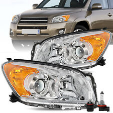 Left+Right Headlights Assembly W/Bulbs For 2009-2012 Toyota Rav4 Halogen Chrome