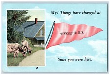 1912 Cow Scene Pennant Message