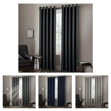 Blackout Curtains Thermal Eyelet Ring Top Lined Tie Backs Ready Made Curtains