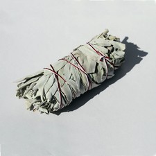 White Sage Californian Sage Smudge Stick 4" Smudging Wicca Cleansing (Flatty)
