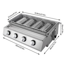 Gas BBQ Grill Stainless Steel Outdoor Camp Picnic Barbecue Shish Kabob 4 Burner