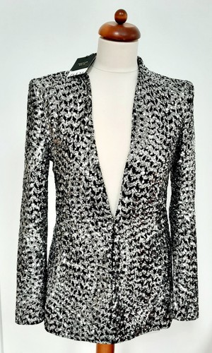 New zara silver sequin - sequin, black