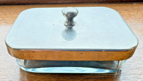 Glass butter dish - glass,