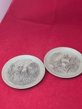 Poole Pottery  Plate  Brown Snail & Mouse Design 13cm x2