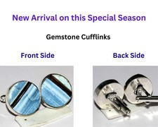 Trending Owhyee Blue Opal 925 Silver Plated Round Cufflinks 20mm AU v588