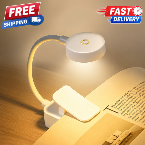 Led clip book reading light - on,