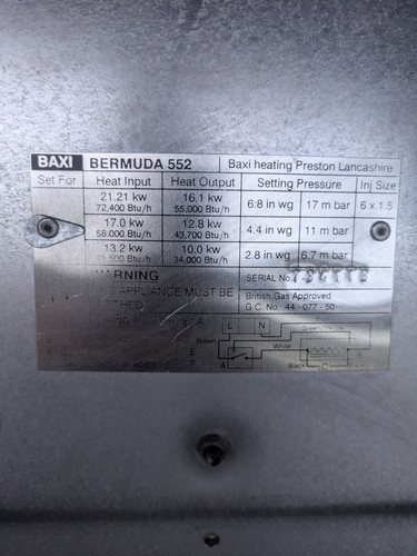 Baxi bermuda 552 back boiler - bermuda,