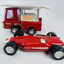 VTG Metal Buddy L Turbine Transport Truck with Original Red Car Pressed Steel
