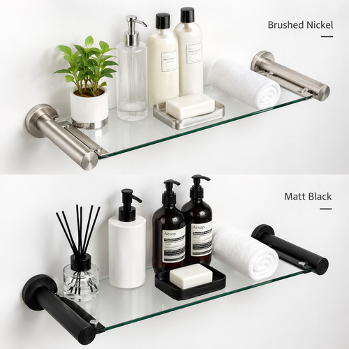 Bathroom glass shelf wall - bathroom,