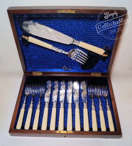 Cased silver plated - cased, fish
