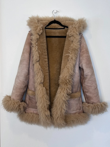 Vintage shearling coat tan - vintage, –