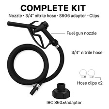 Fuel Gun Nozzle Kit 3/4" Hose & IBC Tank Adaptor for Diesel Oil Petrol Transfer