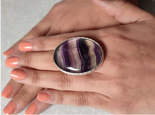 Fluorite gemstone ring, purple