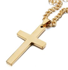 Gold Jewelry Cross Christian Crucifix Pendants Necklaces Long Link Chains Gifts