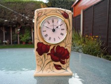 MOORCROFT   POTTERY.  CHOCOLATE COSMOS DESIGN CLOCK. RACHEL BISHOP 2013