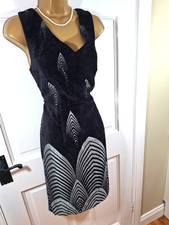 Frank Lyman Black & Silver Grey Patterned Velvet Dress, UK 14, New With Tag £169