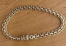 Unisex Design 9ct Gold Bracelet Flat Link Double Curb 7.6g 
