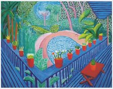 Red Pots in the Garden David Hockney ready mounted print in 11 x 14 mount SUPERB
