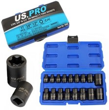 17pc E TORX IMPACT SOCKET SET by US PRO TOOLS E5/E24 female star torque sockets