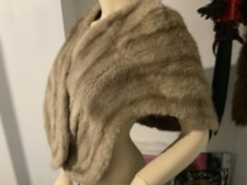 Vintage Mink Stole Cape Shawl Scarf Wrap Dark Choc Brown, Real Fur Lined